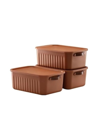 1 Adet Düzenleyici Kapaklı Kutu, Dekoratif Saklama Kutusu, Organizer 35cm 25cm 14cm Kiremit 10 Litre Açık Ahşap