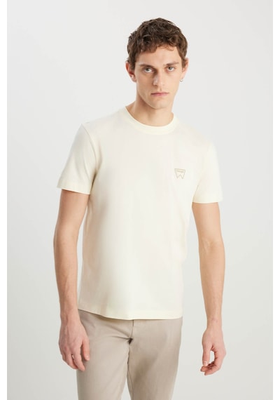 Wrangler Regular Fit Small Logo Bej Erkek T-shirt Mw70md3xme Bej