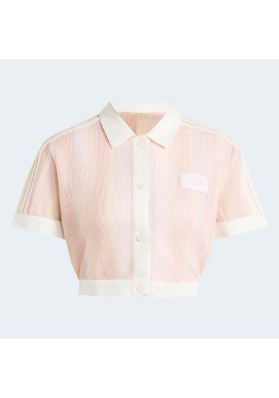Adidas Originals Summer Glow Striped Cropped Kadın Pembe Polo Tişört Ky8140