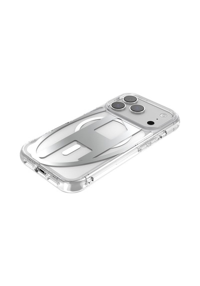 Diesel Apple iPhone 17 Pro Uyumlu Magsafe Destekli Oval D Metalik Kılıf - Gümüş