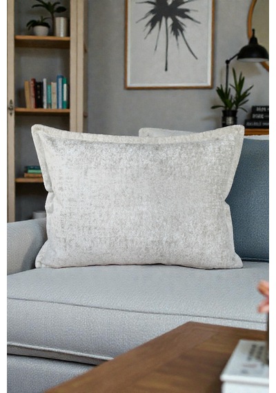 Kırlent Kılıfı İthal Kadife Kumaş - 35x50cm Yumuşak Dokulu Çift Taraflı Özel Tasarım Kırlent Kılıfı Beyaz
