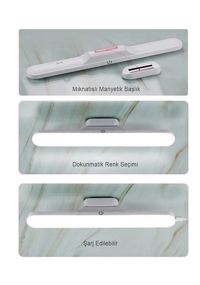 Şarjlı Mıktantıslı Işık Micro Usb Kablosuz Led 3 Farklı Işık Martı Aplik - 1 Adet Beyaz