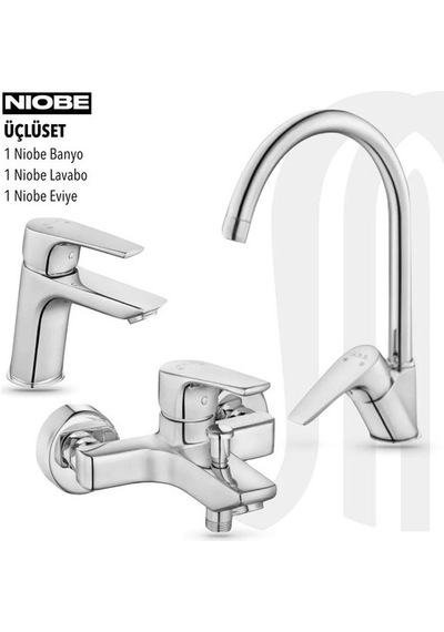 Eca Niobe Banyo Niobe Eviye Niobe Lavabo Bataryası Üçlü Set
