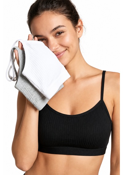 İpeksi Collection 3 Lü Çıkarılabilir Pedli Fitilli İp Askılı Bralet Büstiyer Crop Atlet siyah