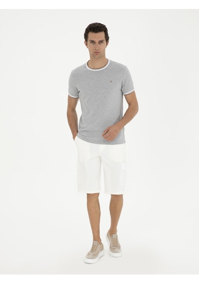 Cacharel Beyaz Slim Fit Kargo Cepli Şort