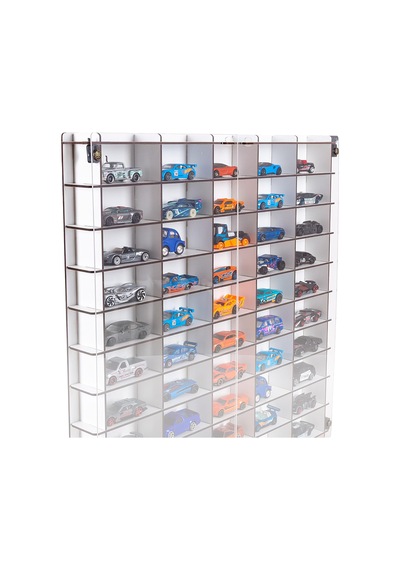 Pleksi Kapaklı 1/64 Ölçek 50araç Hotwheels Matchbox Metal Araç Uyumlu Model Oyuncak Araba Rafı-beyaz Beyaz Clear Covers
