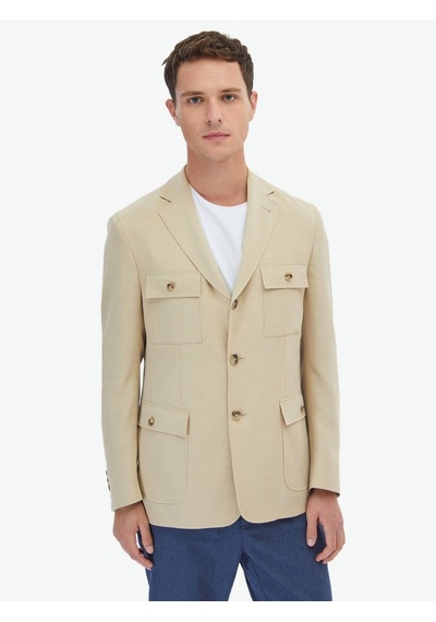 Kip Bej Düz Modern Fit Ceket Çok Renkli