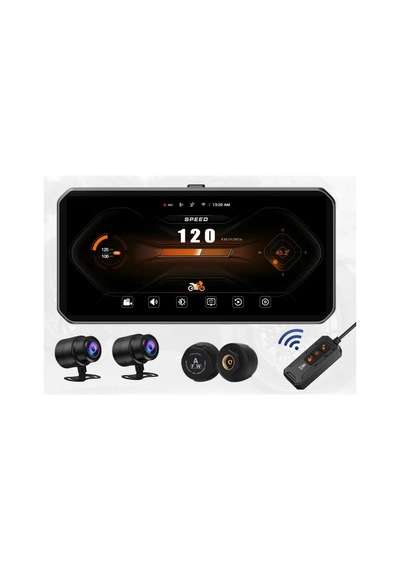 Araç İçi Kamera Tekerlek Basınç Göstergeli Carplay Android Auto Ön Ve Arka Motorsiklet Kamerası M8e