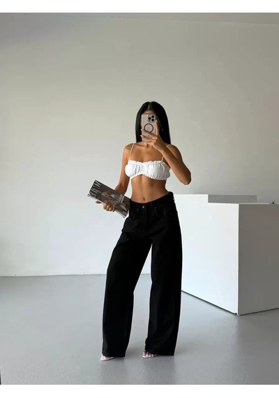 Paradise Blaka-05 Örümcek Baskılı Siyah Baggy Jean Çok Renkli