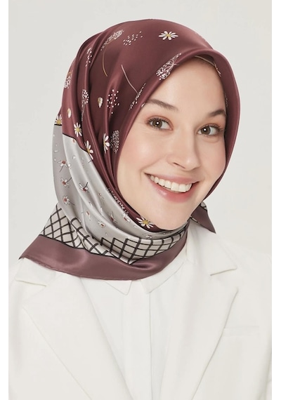 Armine İpek Eşarp Nostalji - 8517-07 Bordo Twill Bordo