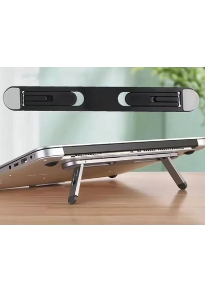 2 Kademeli Katlanabilir Ve Yapışkanlı Laptop Standı Siyah 5570