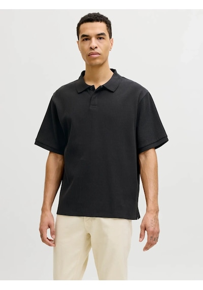 Jack & Jones Jjeharrison Structure Polo Ss Ln Erkek T-shirt-32747 Siyah