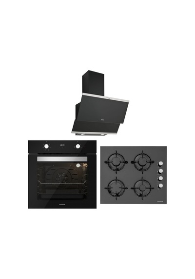 Silverline BO6502B02 - CS5349B01 - 3420 Classy 60 Siyah Cam Ankastre Set