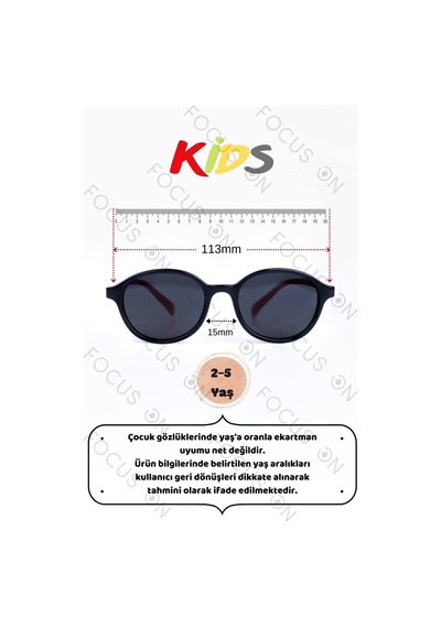 Focus On KS001-C1S-P-FÜME Siyah Kırmızı Polarize Çocuk Güneş Gözlüğü