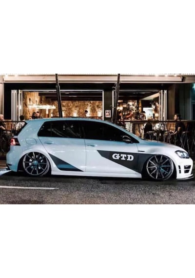Volkswagen Gtd Yazılı Yan Kapı Gökkuşağı Şerit Sticker Etiket Modeli