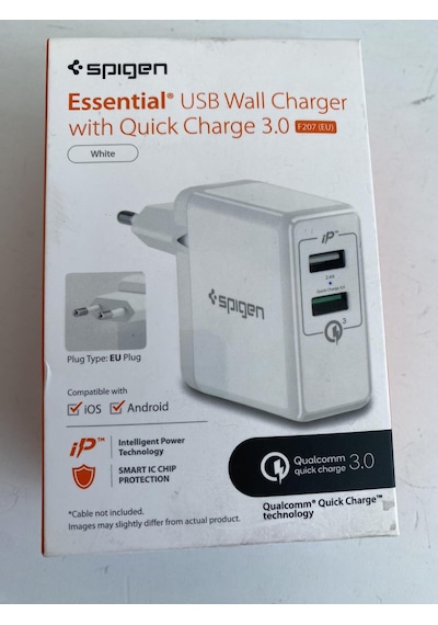 Spigen Essential F207 Qualcomm 3.0 Çift Usb İp Hızlı Şarj Aleti - 30w Hızlı Şarj Cihazı