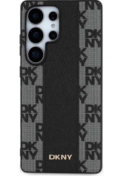 Galaxy Uyumlu S25 Ultra Kılıf Dkny Lisanslı M-safe Şarj Özellikli 3d Yazılı Checkered Pattern Kapak Siyah