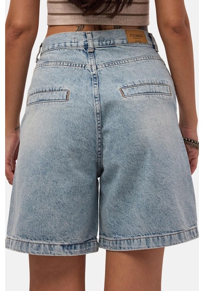 it's basic Kadın Kot Rengi 12s6-32 Skater Fit Denim Bermuda Şort