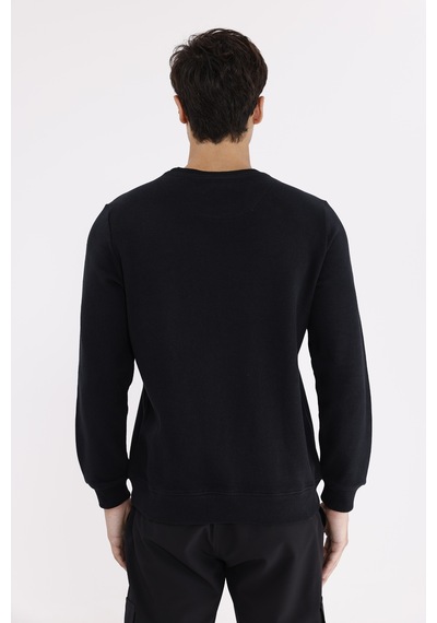 Rowinger Selanik Kumaş Yapılı Esnek Manşetli Konforlu Rahat Kesim Sweatshirt Black
