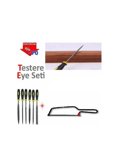 Küçük Metal Demir Plastik Saplı 16 CM Törpü ve Kıl Testere Eğe Seti