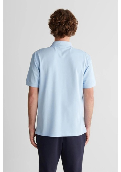 Gant Erkek Mavi Regular Fit Yarım Fermuarlı Baskılı Polo Yaka T-shirt-14840