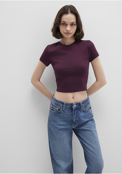 Mavi - Bordo Basic Crop Tişört 1600814-70434 Bordo