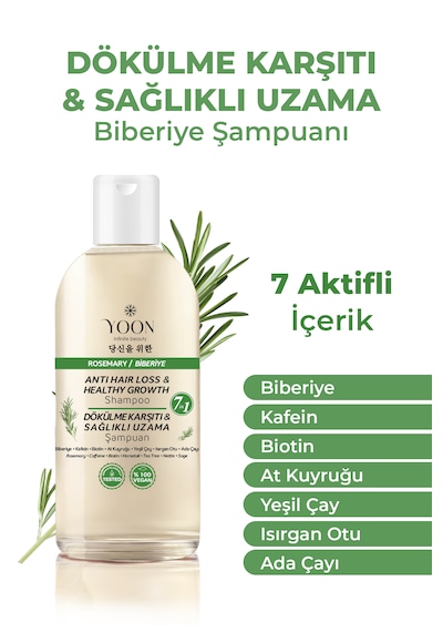 Yoon Hızlı Saç Uzatma, Dökülme Karşıtı, 3'lü Biberiye Bakım Seti