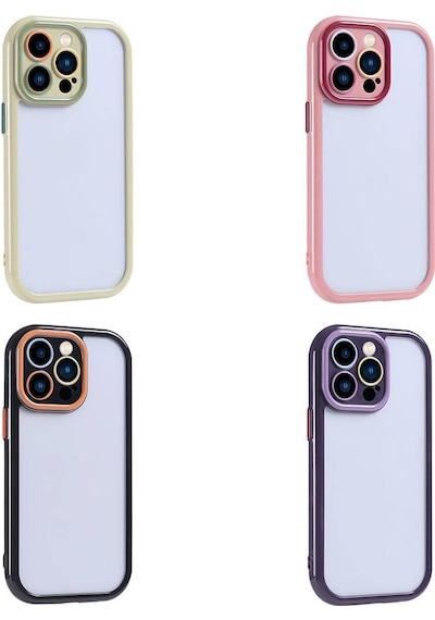 Apple Uyumlu iPhone 15 Pro Kılıf Kamera Korumalı Renkli Kenar Ve Çerçeve Tasarımlı Vitami Mürdüm Mürdüm