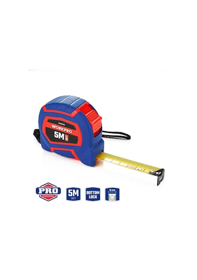 Workpro Wp261009 5mx19mm/16ft. Naylon Kaplama Sarı Çelik Şerit Metre Fr Wp261009 5 M