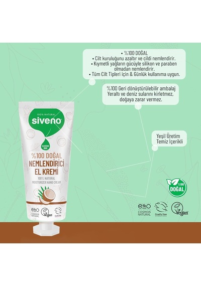 %100 Doğal El Ve Vücut Kremi Hindistan Cevizi Avokado Yoğun Nemlendirici Onarıcı Vegan 30 Ml