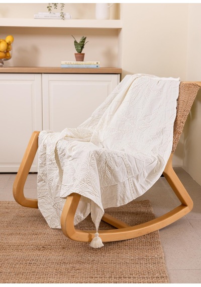 The Mia Throw Koltuk Şalı Püsküllü Krem 170x130 Krem
