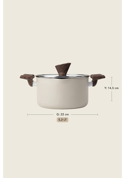 Titanyum Makarna Tenceresi 22 Cm Krem Krem