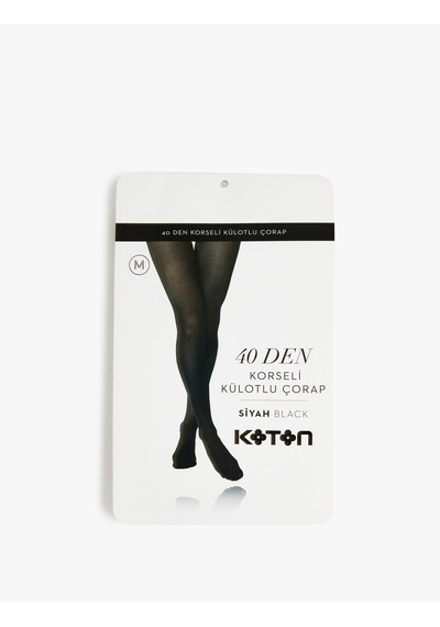 Koton 40 Den Korseli Külotlu Çorap Siyah 7wak80258aa