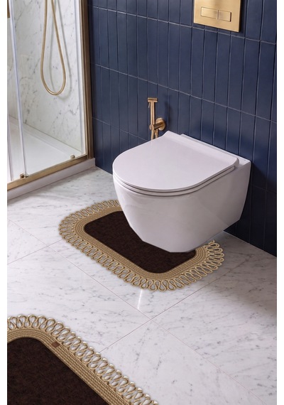 Banyo Paspası Takımı 70x110+50x70 Cm Dış Trikot Acı Kahve & Hasır