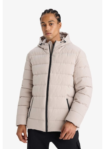 Defacto Su İtici Slim Fit Dar Kesim Astarlı Kapüşonlu Fermuarlı Cepli Dolgulu Mont R0216az25aubg766 Bej-bg766