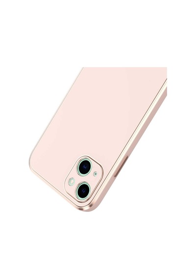 Apple Uyumlu iPhone 14 Plus Kılıf Zore Kenarı Gold Renk Silikon Bark Kapak