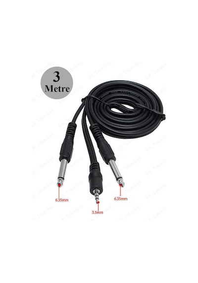 3.5mm Stereo Erkek to 2 x 6.3mm Mono Erkek Y Kablo - 3 Metre