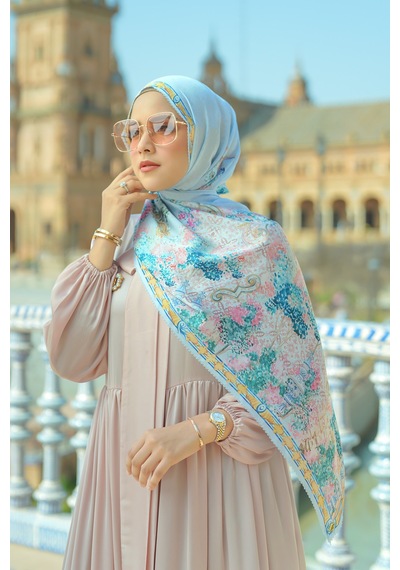 Buttonscarves Sevilla Saten Şal - Cielo Mavi