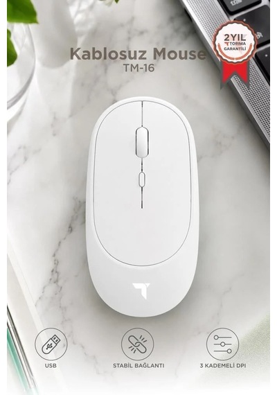 Özel Seri Ürün Donanım Ev Mouse Çift Modlu Sessiz Kablosuz Fare Tm16 Beyaz