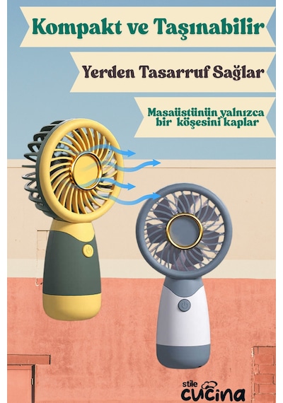 4'lü Şarjlı Mini El Fanı Ve Masa Fanı Soğutucu Pervane Taşınabilir Usb Şarj Edilebilir