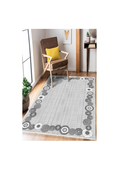 Modern Dijital Baskılı Halı Makinede Yıkanabilir Kaymaz Taban Oturma Odası Salon Ve Yolluk Halı gri