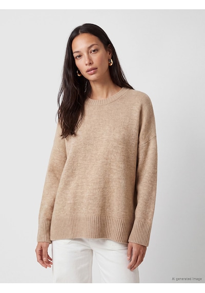 LC Waikiki Lc Waıkıkı Bej Oversize Kadın Kalın Triko Kazak