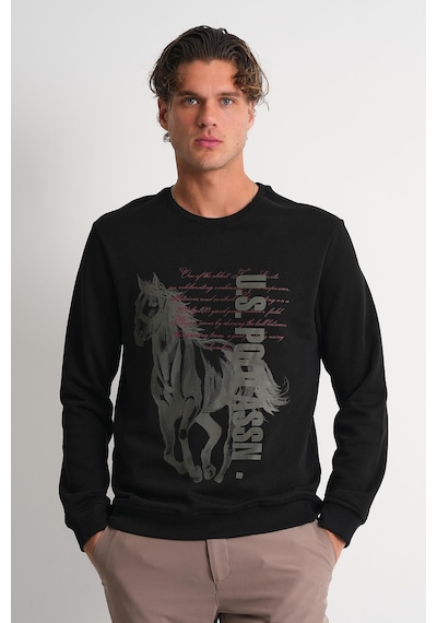 Alexander Gardi Alexandergardı Bisiklet Yaka Baskılı Sweatshirt Siyah