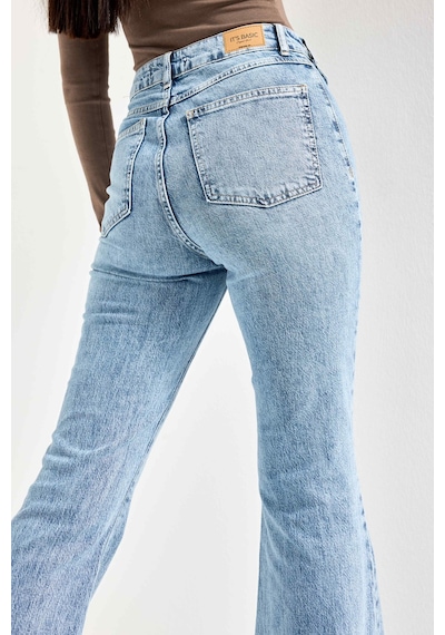 it's basic Kadın Ice Kot Rengi 4s6-3 Flare Fit Viskon Elastan Kumaş Denim Jean Buz Mavi