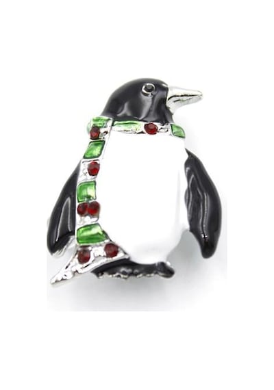 Penguen Broş - Beyaz Beyaz