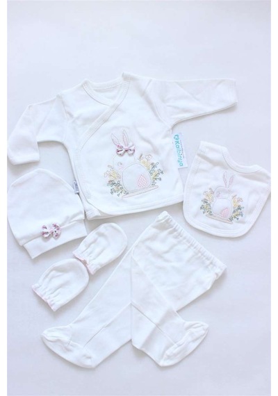 Zıpır Bebe Zıpır Tavşan Kabartmalı Kurdelalı Hastane Çıkışı 5'Li Kız Bebek Çok Renkli