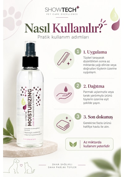 Showtech Köpek Ve Kedi İçin Nemlendirici Yağ 200 Ml - Her Ayrıntıda Fark Yaratan Pürüzsüz Tüyler