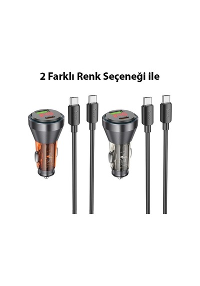 Hoco Nz12b Unimpeded Pd48w Usb + Type-c Araç Çakmaklı Hızlı Şarj Aleti + Type-c To Type-c Kablo- 5775 Standart 73580946