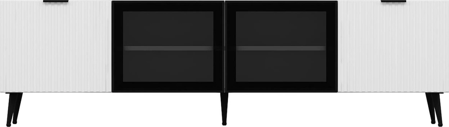 Plus Tv Ünitesi Cam Kapak Beyaz/beyaz Beyaz