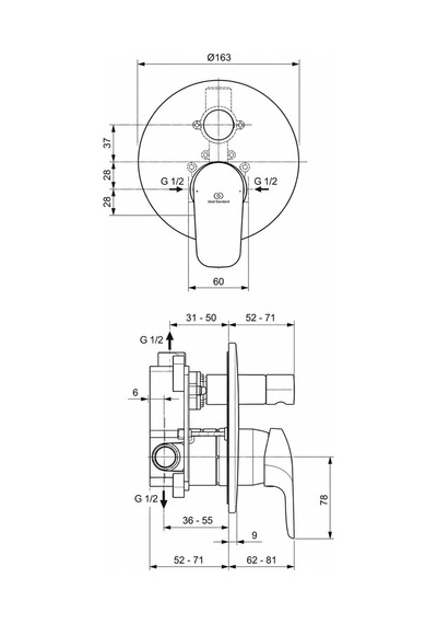 Ideal Ceraflex Ank.banyo Bat.-krom-kıt1+kıt2